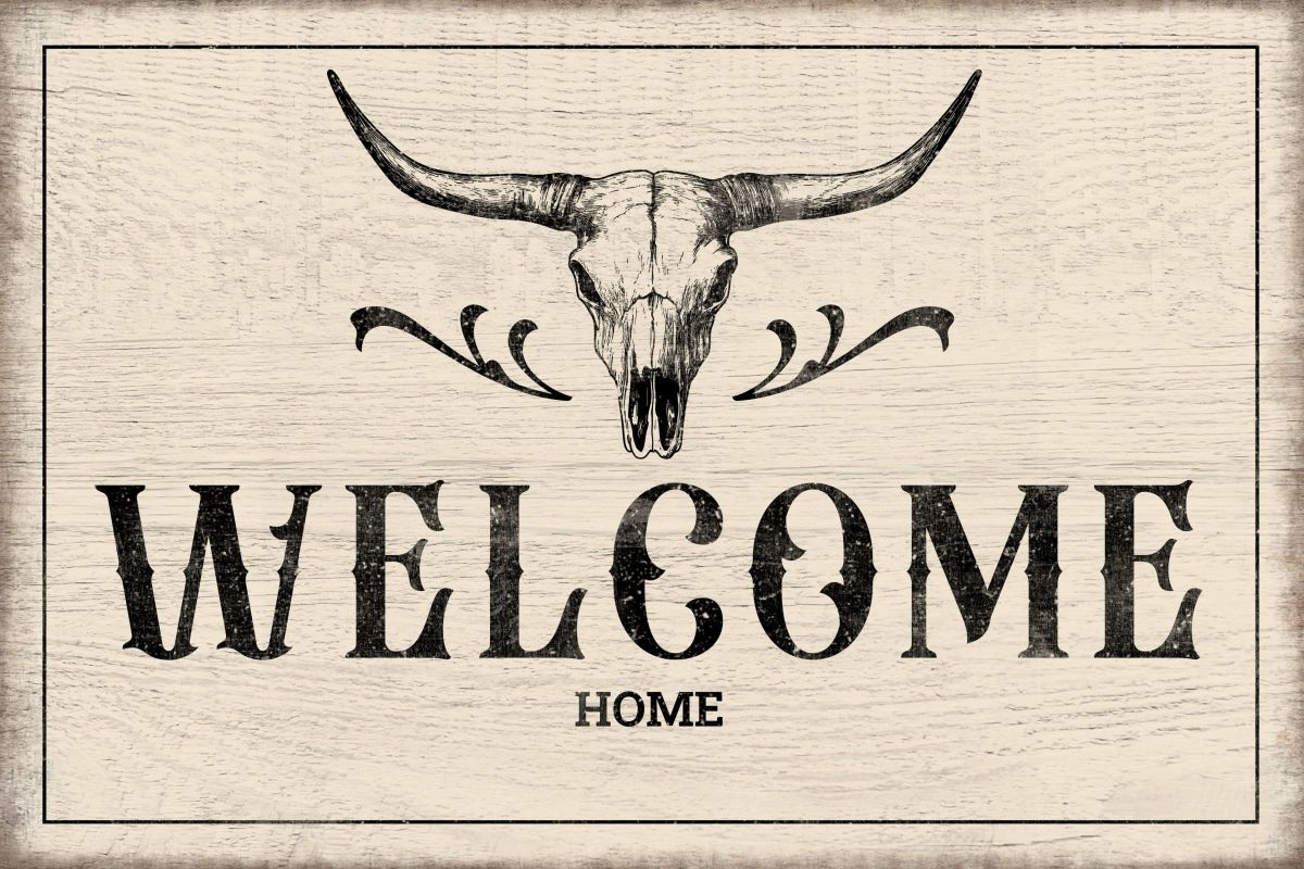 Welcome Home With Longhorn Skull