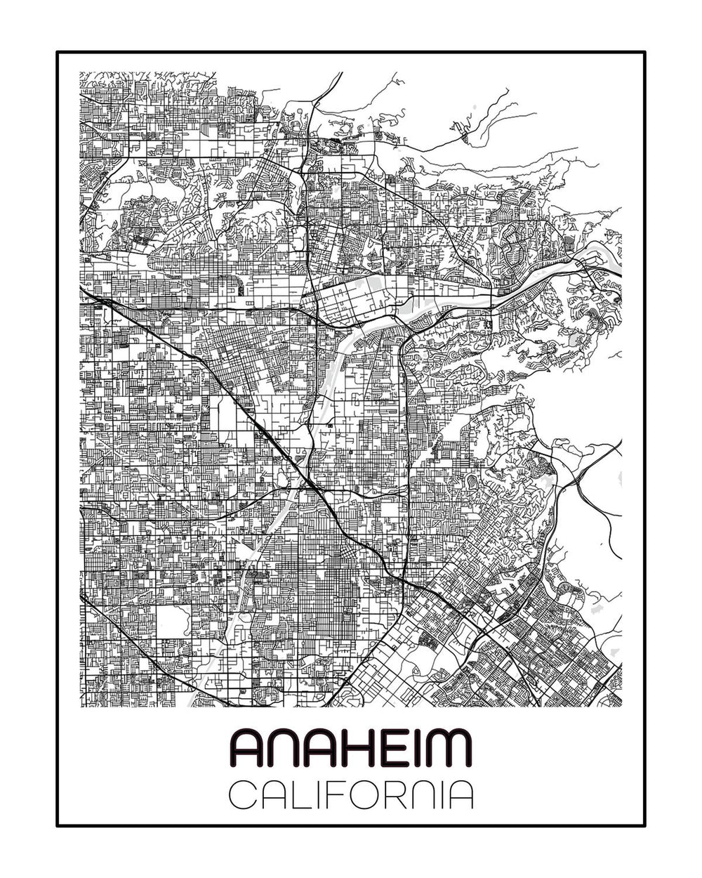 Minimalist Anaheim City Map