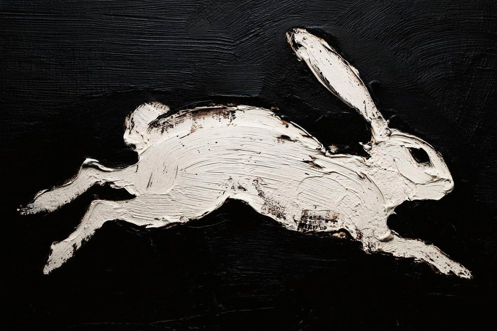 Leaping White Rabbit Painting