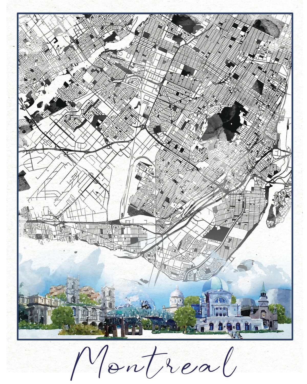 Montreal Skyline City Map