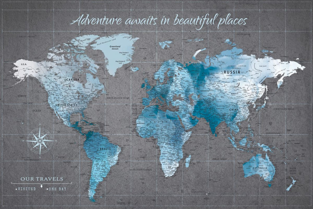 Beautiful Adventure Push Pin World Map