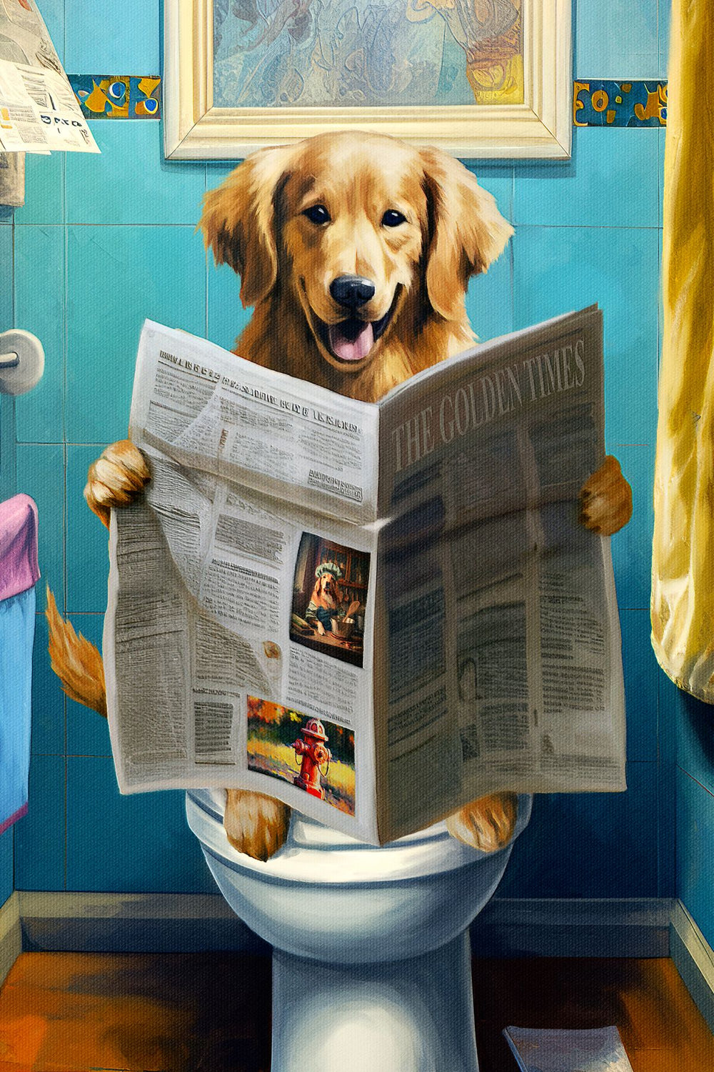 Golden Retriever On A Toilet