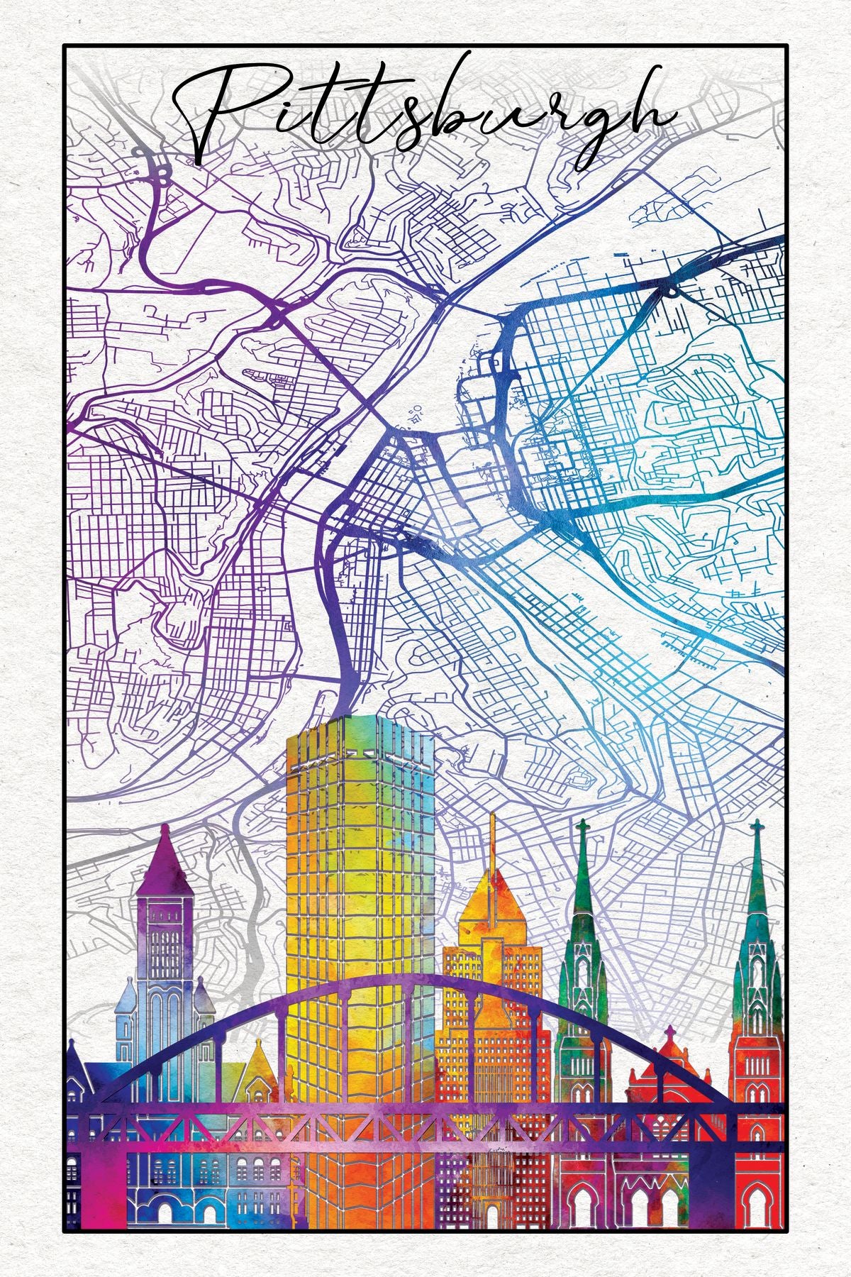 Pittsburgh Skyline City Map