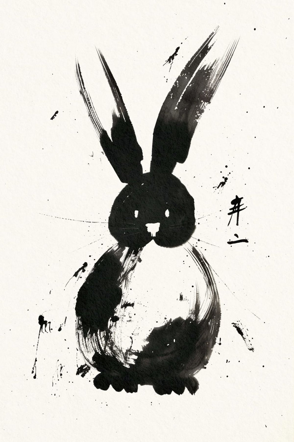 Sumi-e Black Rabbit