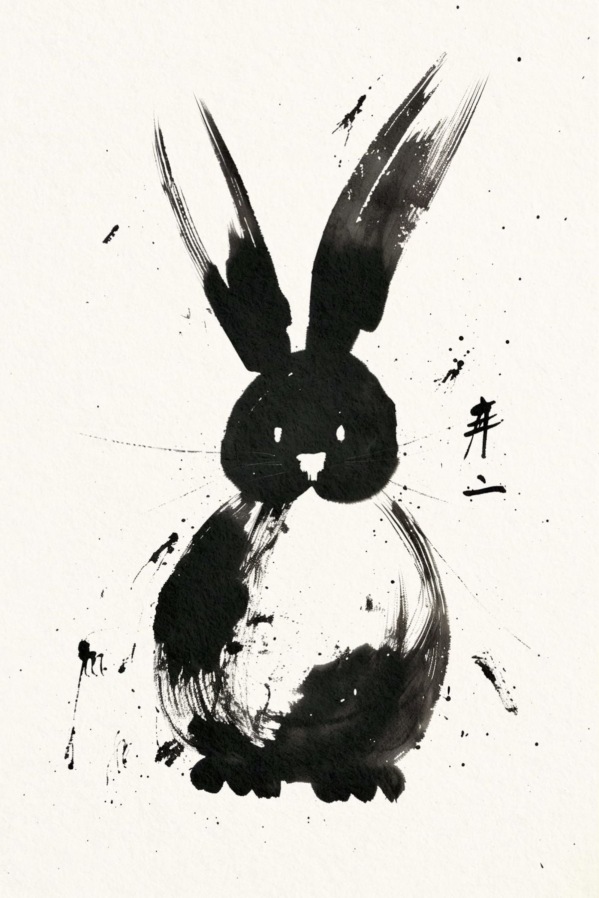 Sumi-e Black Rabbit