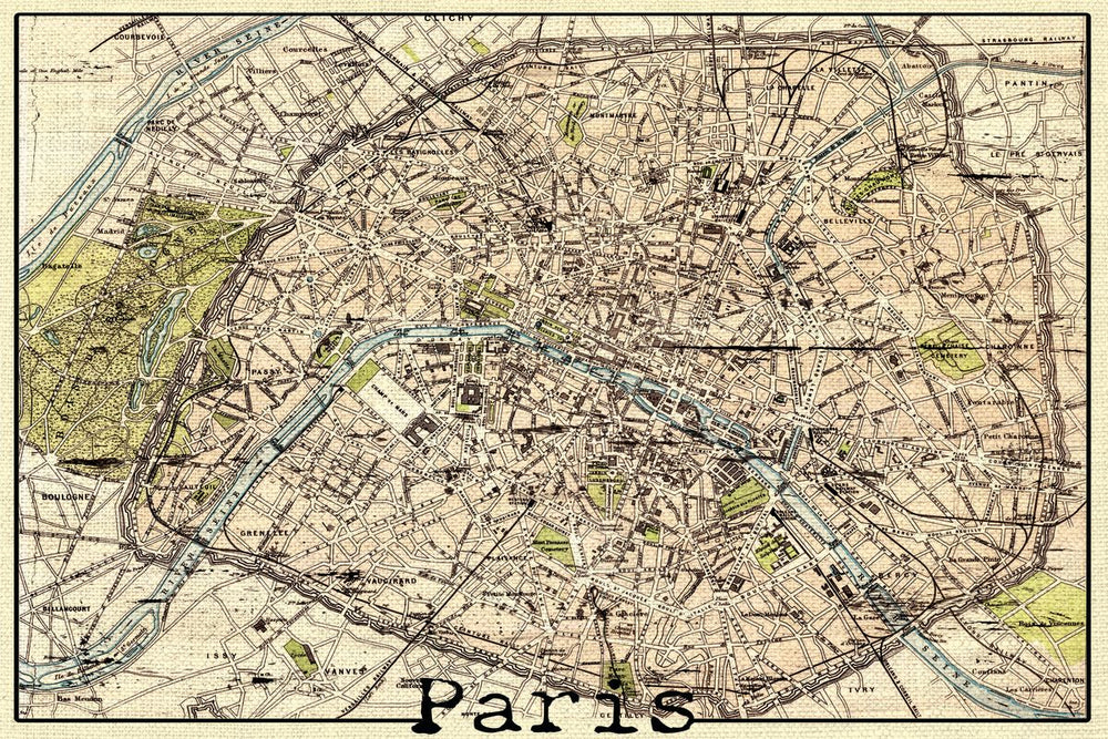 Vintage Paris City Map