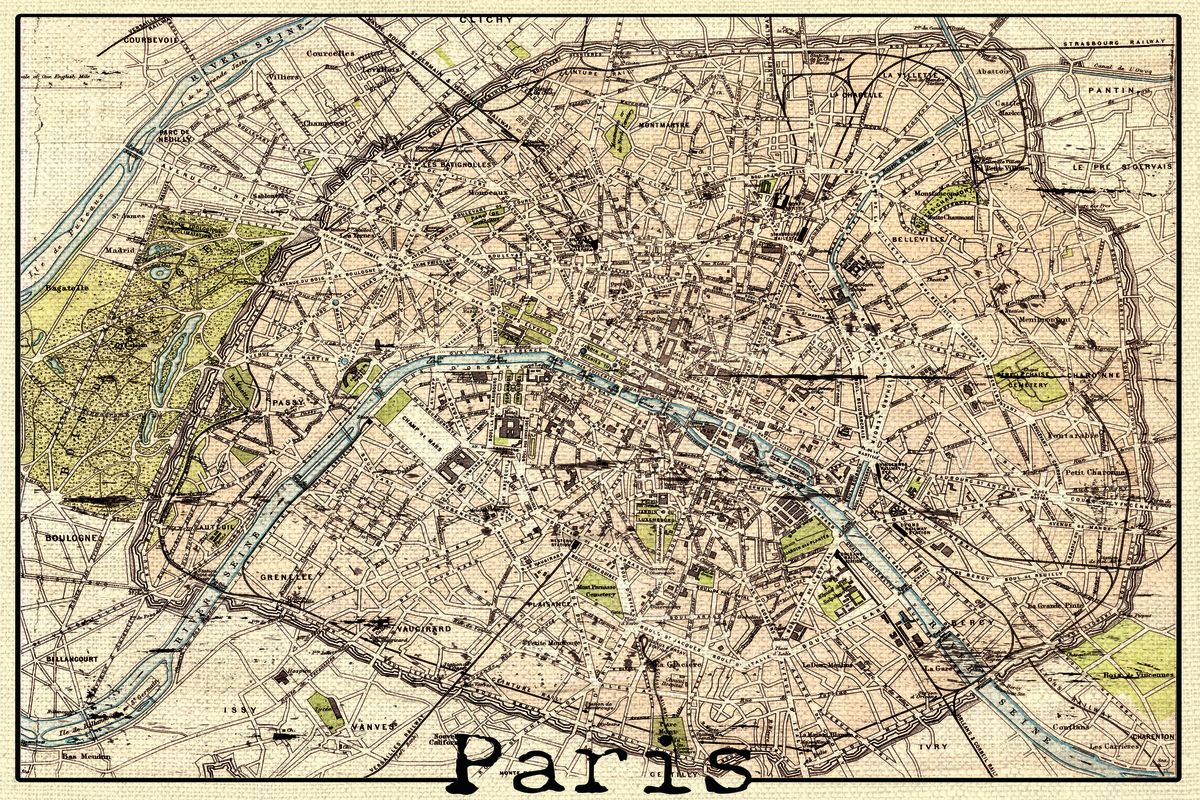 Vintage Paris City Map