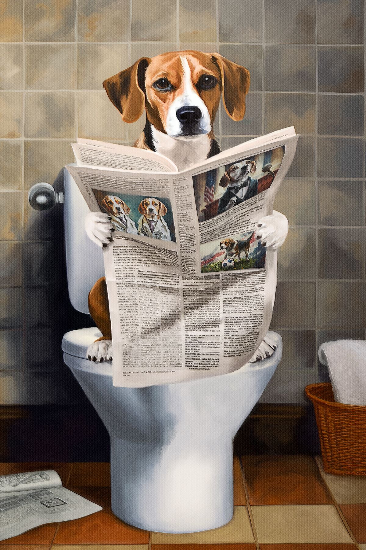 Beagle On A Toilet