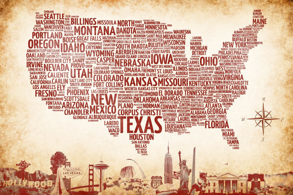 Rustic USA Map