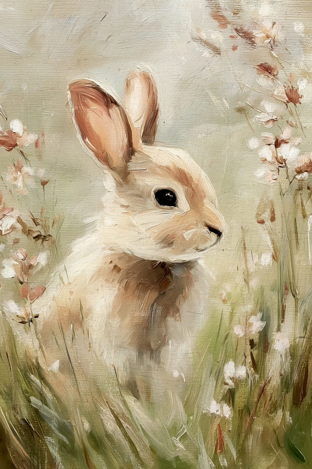 Bunny in a Wildflower Meadow Painting
