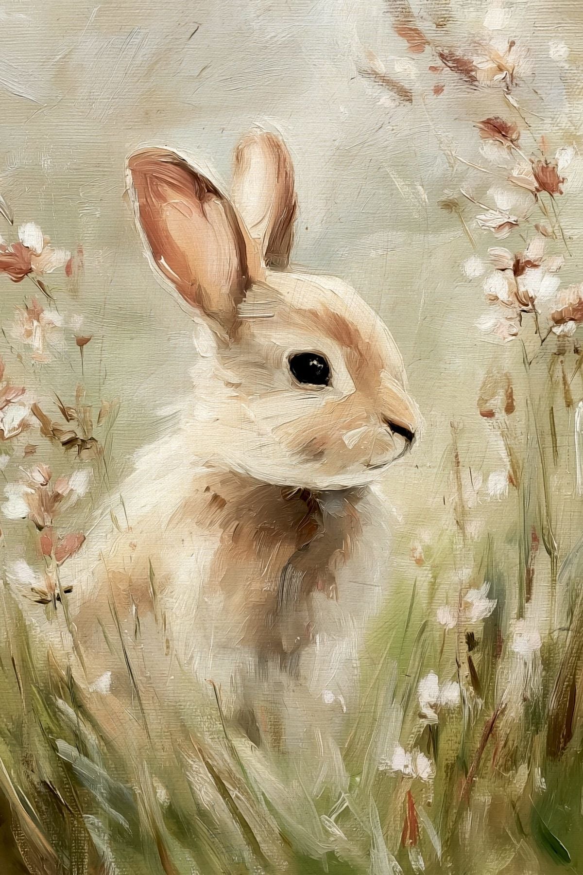 Bunny in a Wildflower Meadow Painting