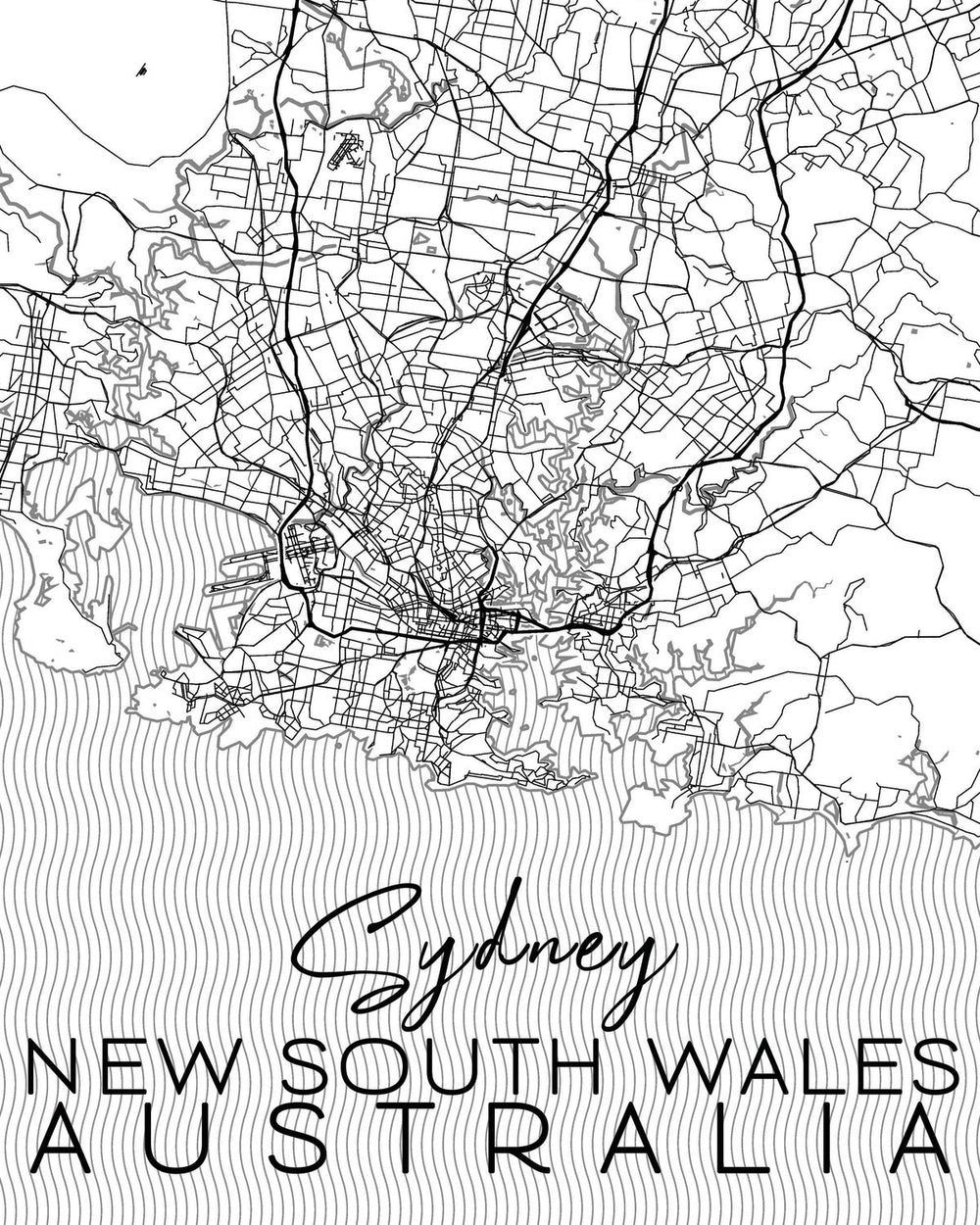 Minimalist Sydney City Map