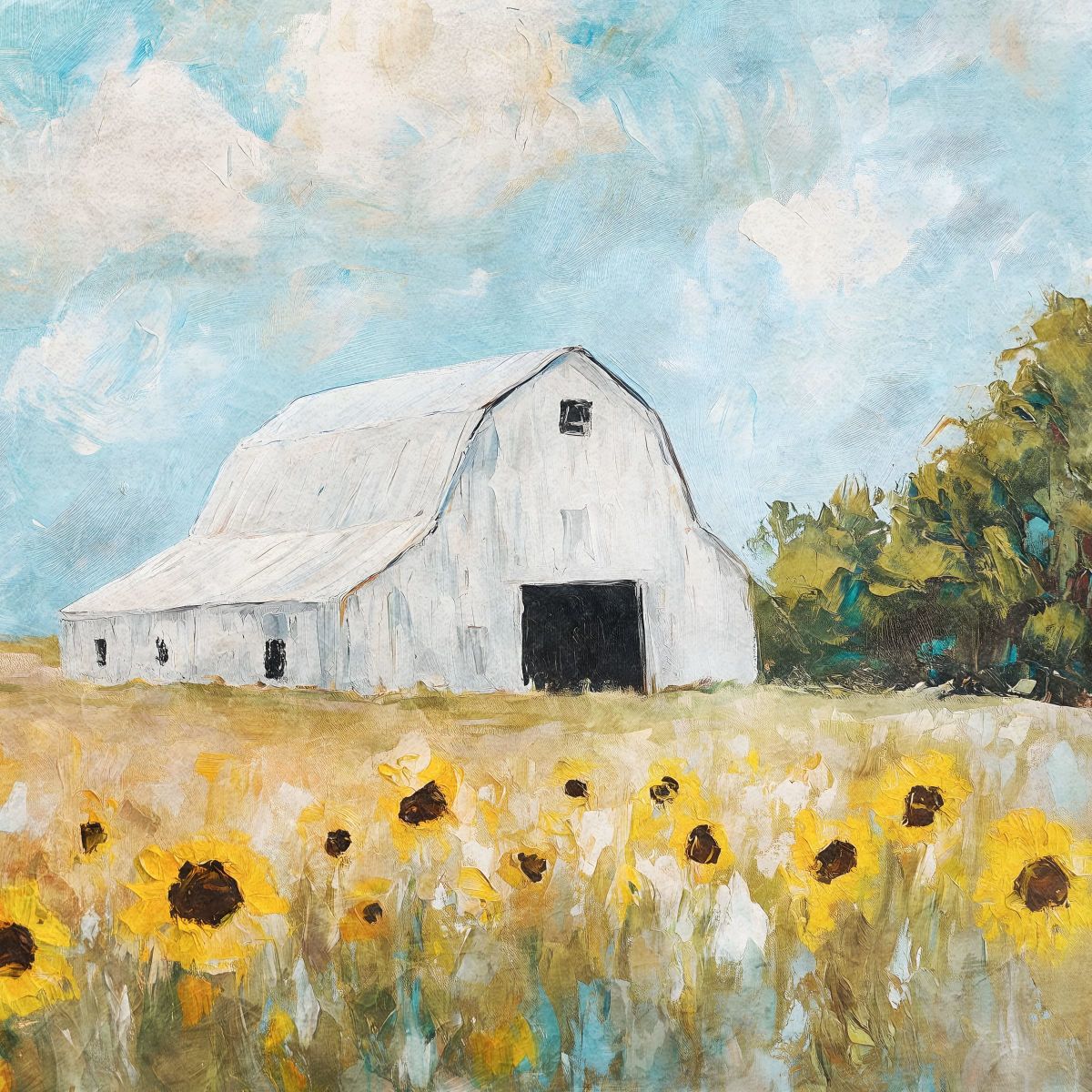 Barn With Sunflowers