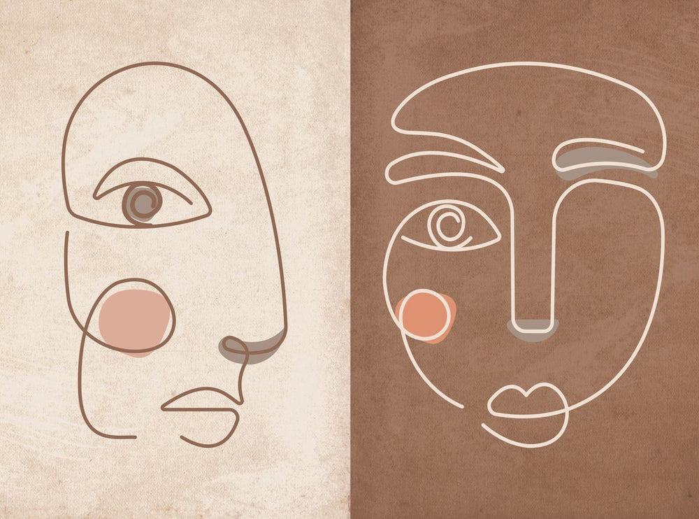 Contrasting Brown Abstract Faces