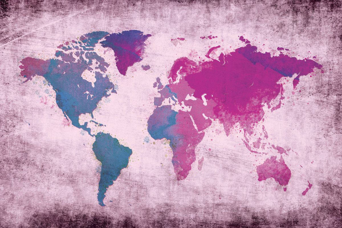 Vintage Purple World Map