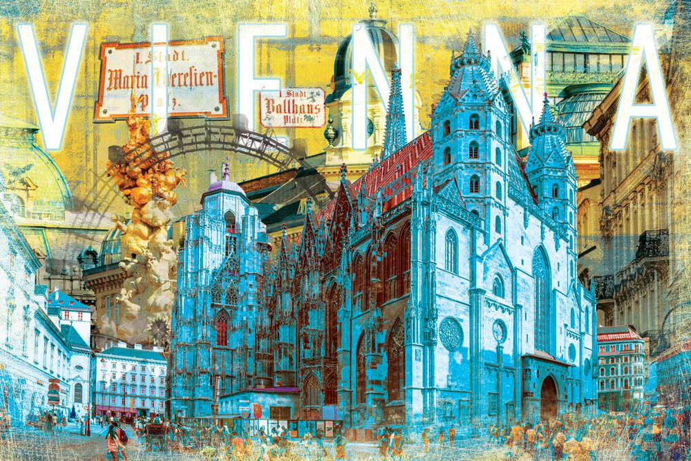 Vienna City Landmarks Grunge