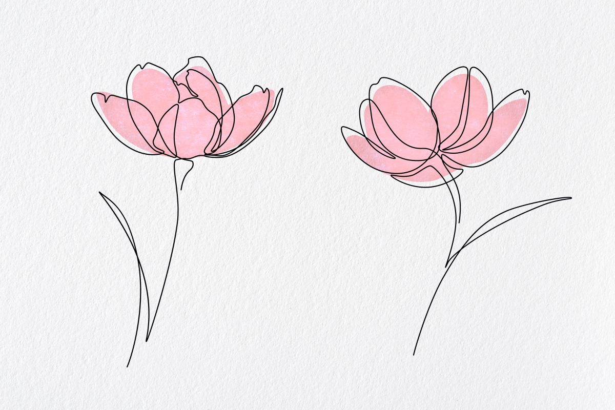 Simple Lily Flowers Digital Art Canvas Set