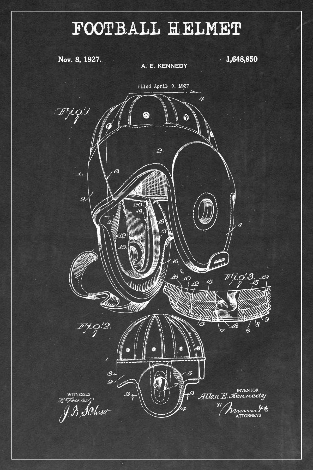 Football Helmet BW Patent