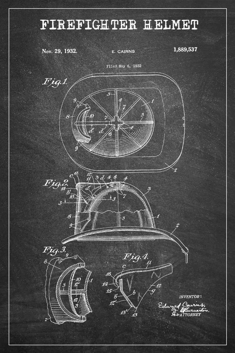 Firefighter Helmet BW Patent