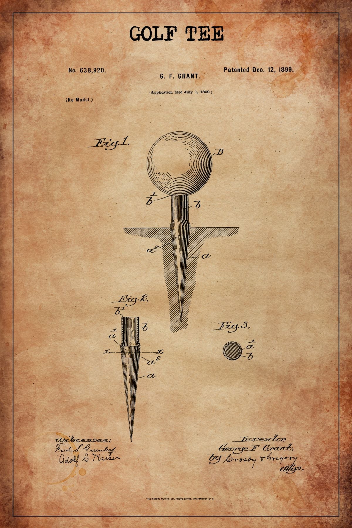 Golf Tee Grunge Patent