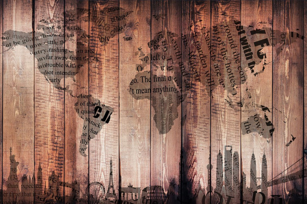 Wooden Landmark World Map