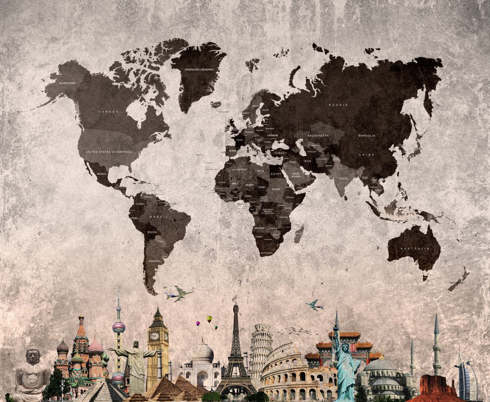 Grunge Landmarks World Map