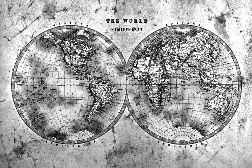 Hemispheres Contrast World Map