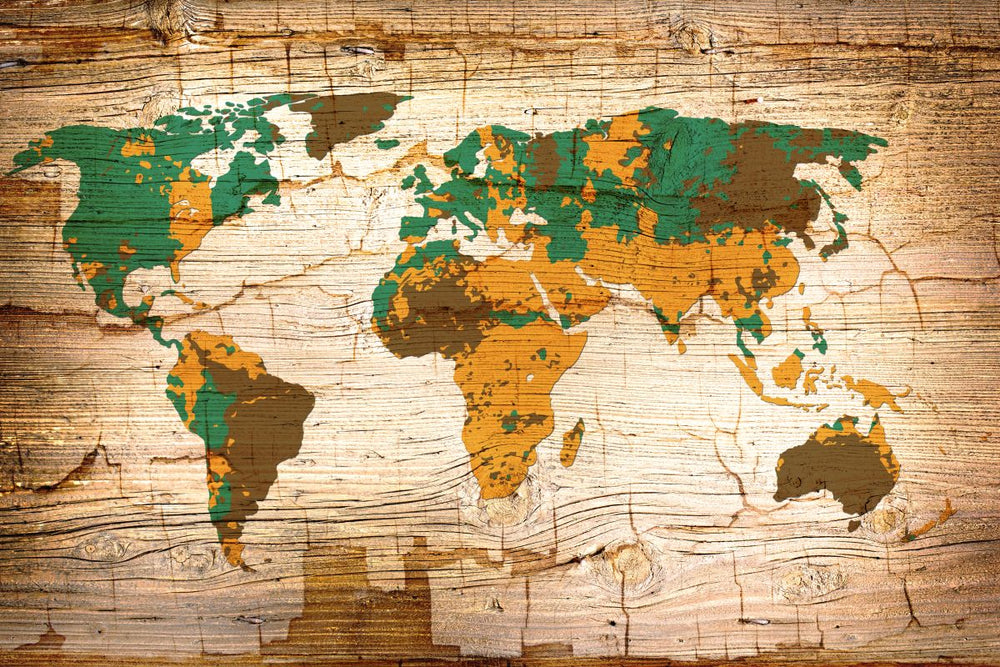 Wooden Safari World Map
