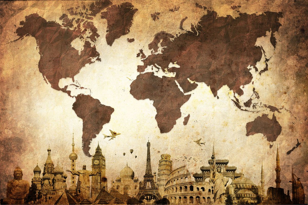 Wrinkled Vintage World Map
