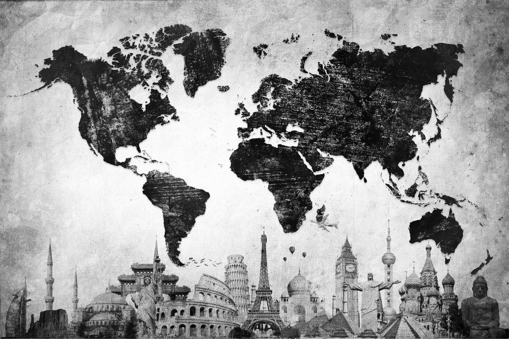 Charcoal Black World Map