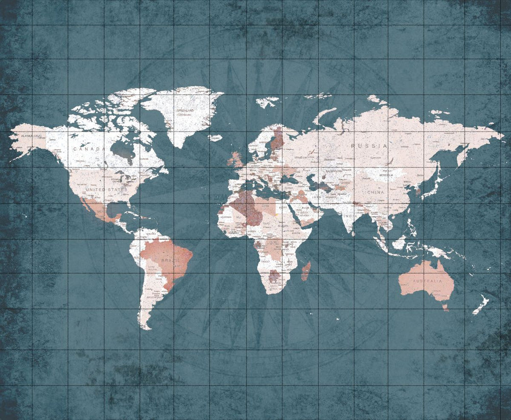 Steel Blue World Map