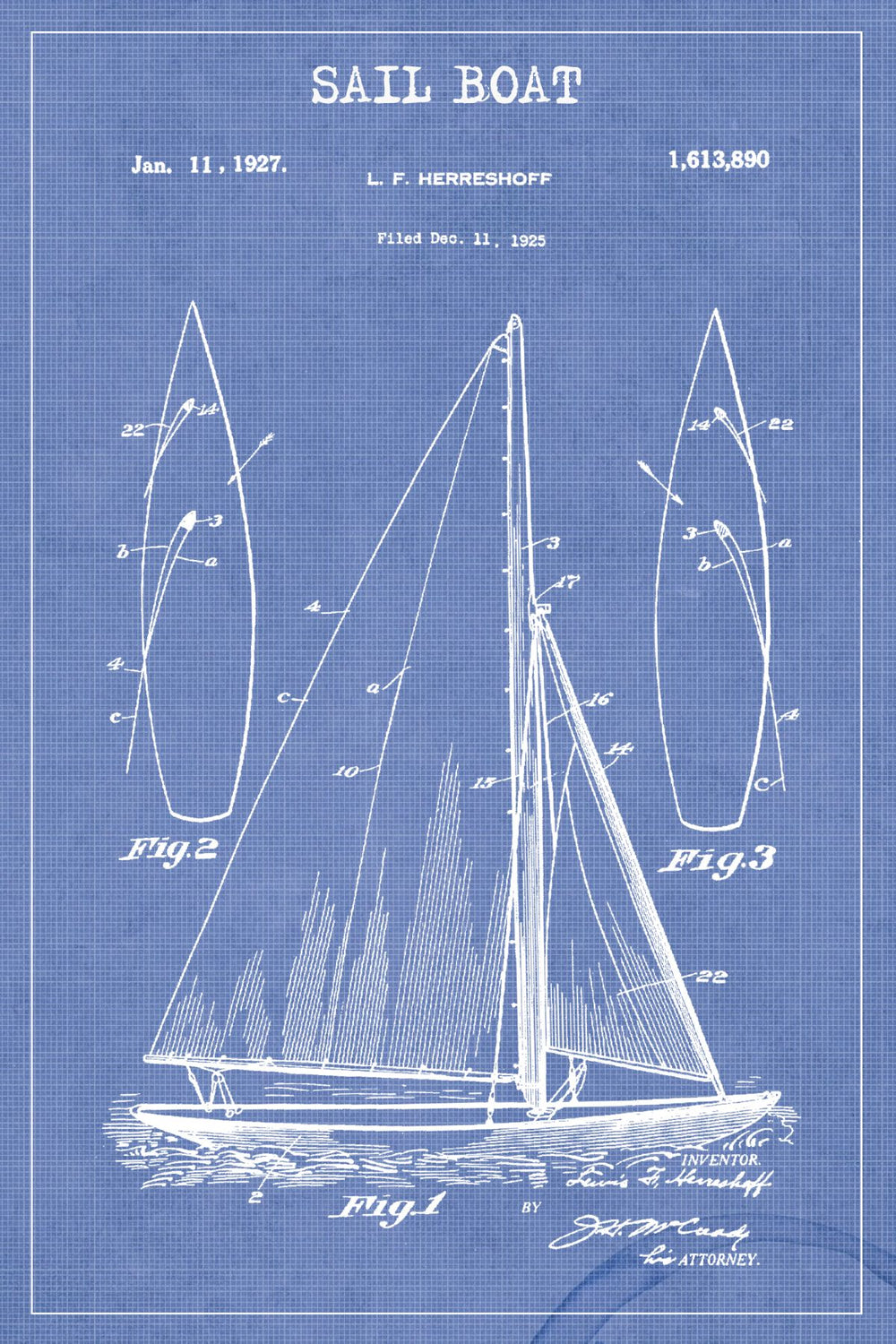 Sail Boat Patent Blue