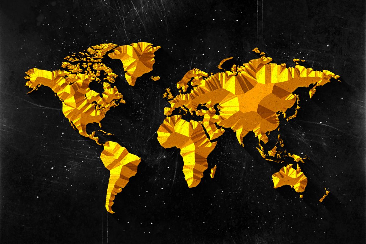 Gold Abstract World Map