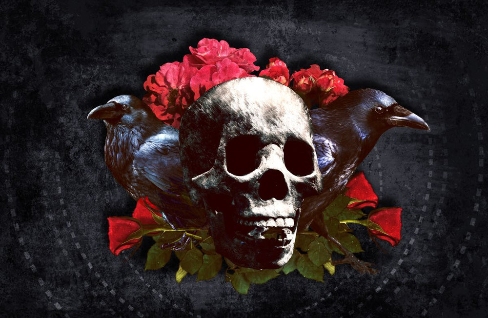 Human Skull With Roses