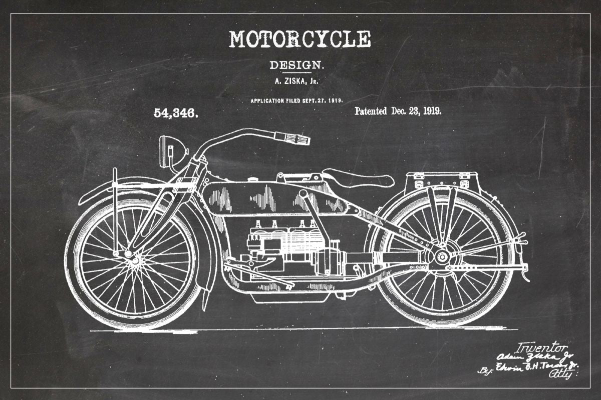 Vintage Motorcycle BW Patent