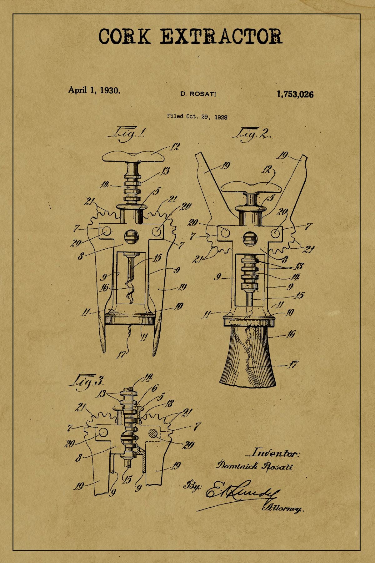 Cork Extractor Patent