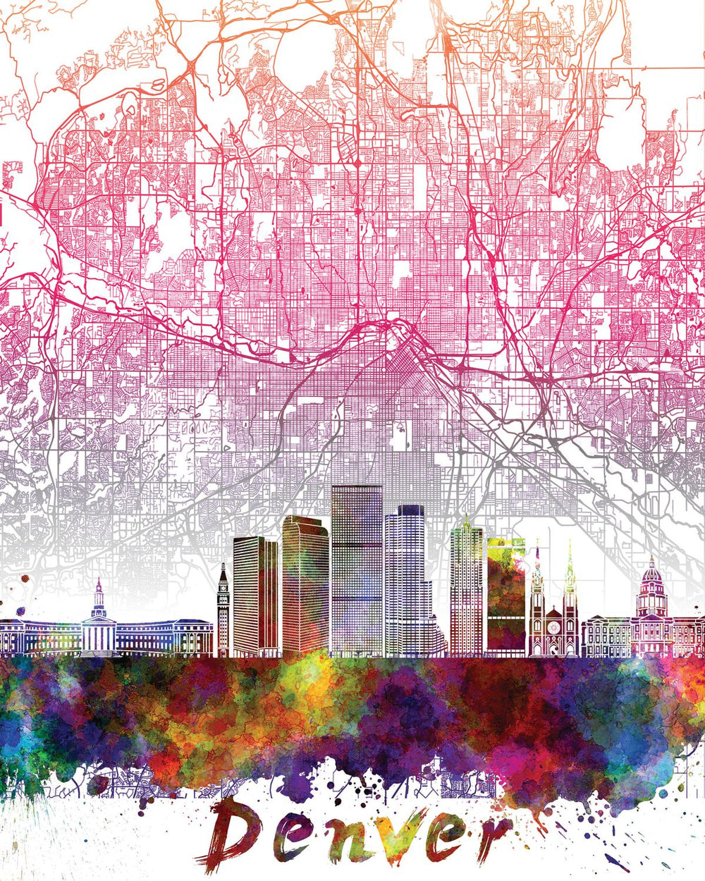 Denver Skyline City Map
