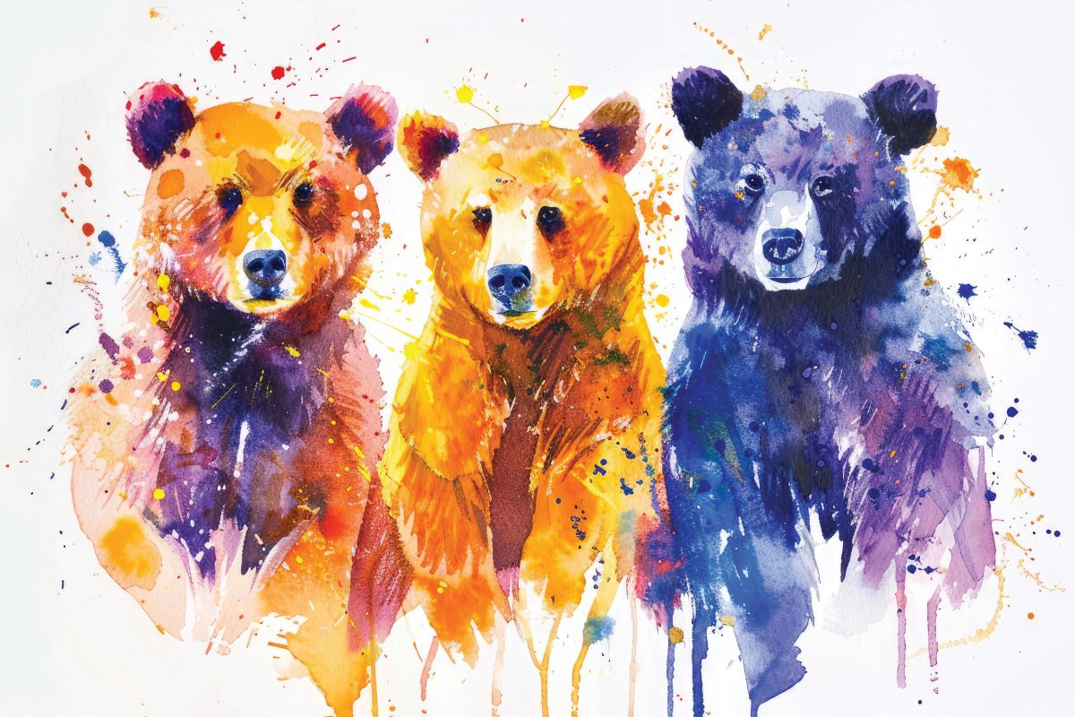 Three Bears Watercolor Splash