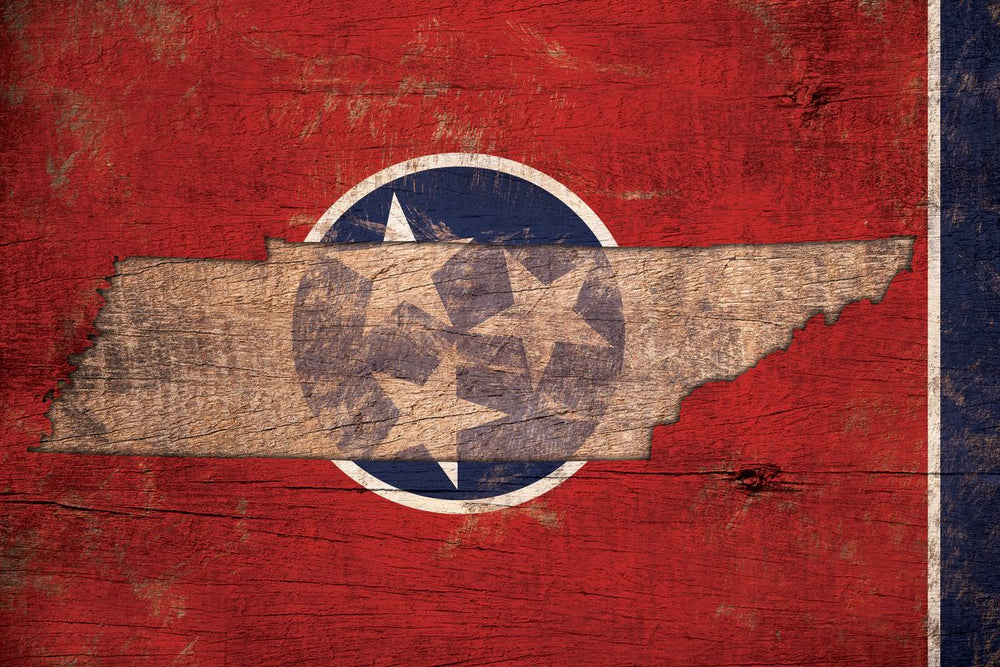 State Map Over Tennessee Flag