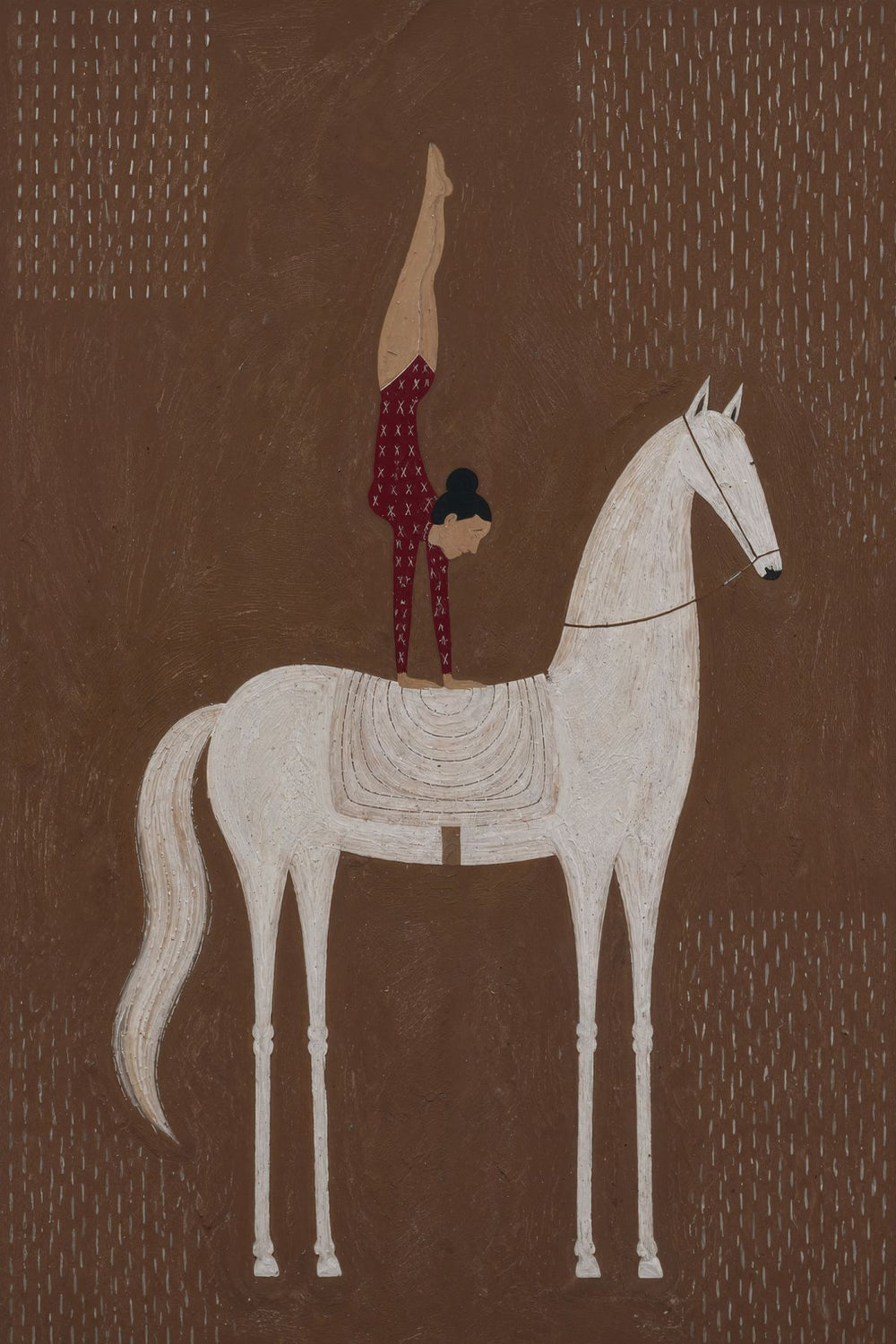 Acrobat on White Horse