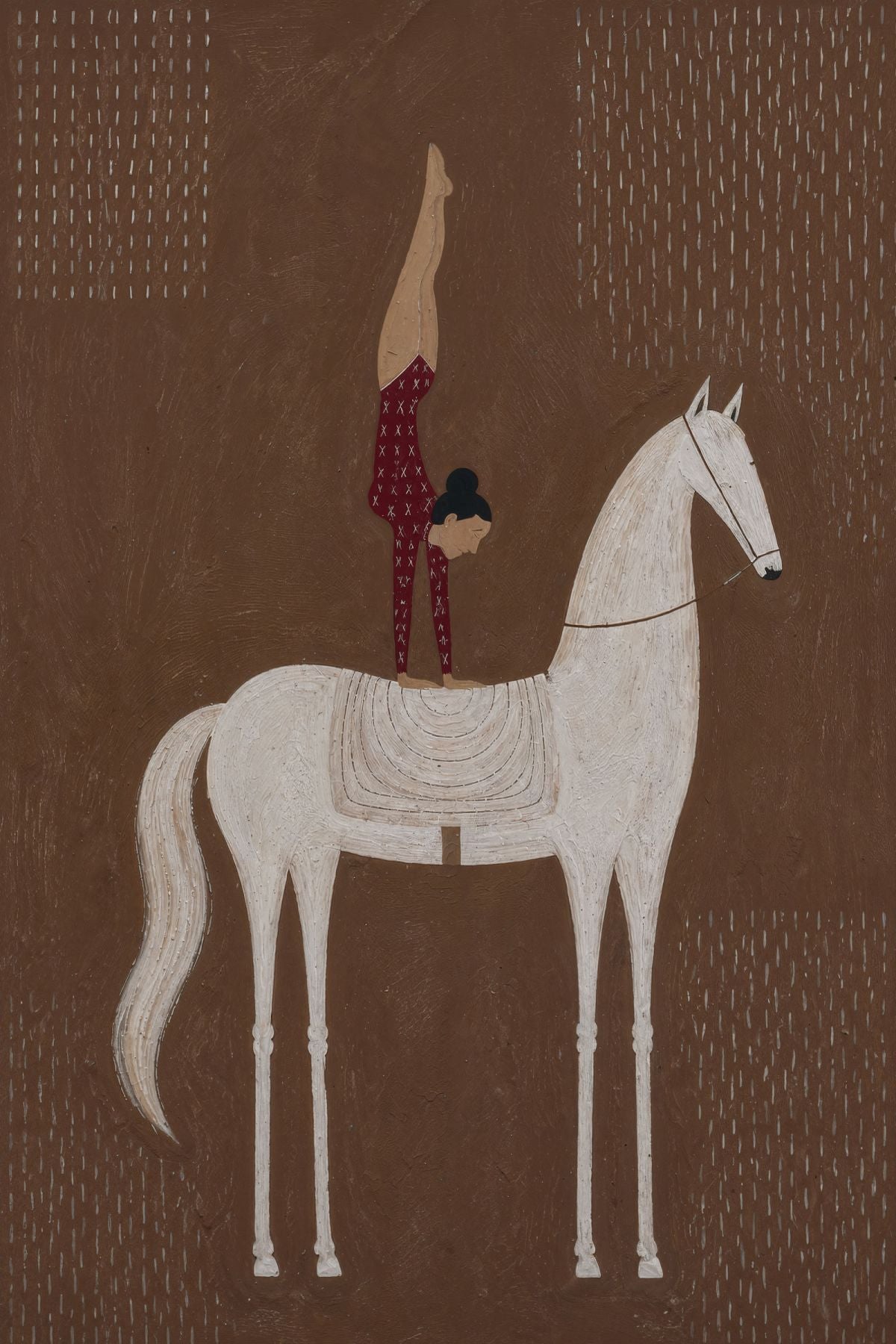 Acrobat on White Horse