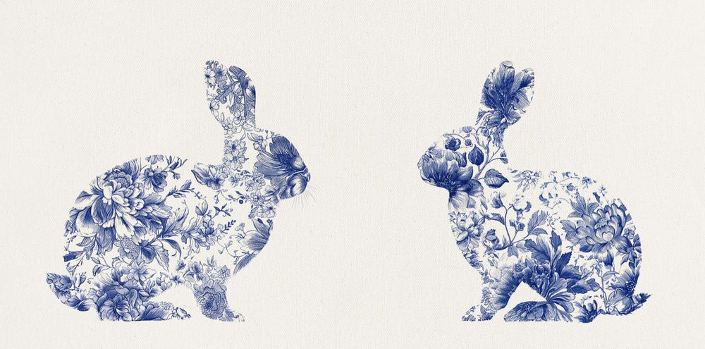 Floral Rabbit Pair