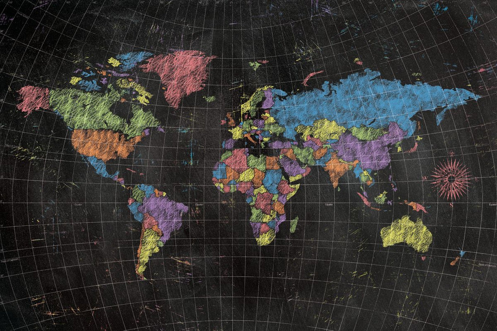 Colored Chalk World Map