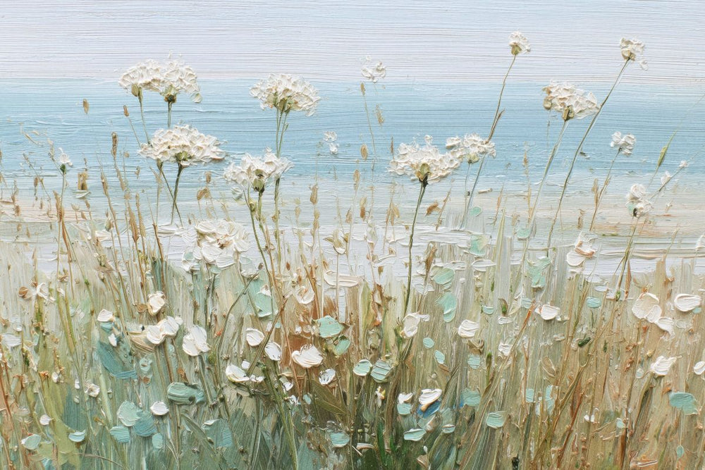 White Coastal Wildflowers by the Sea