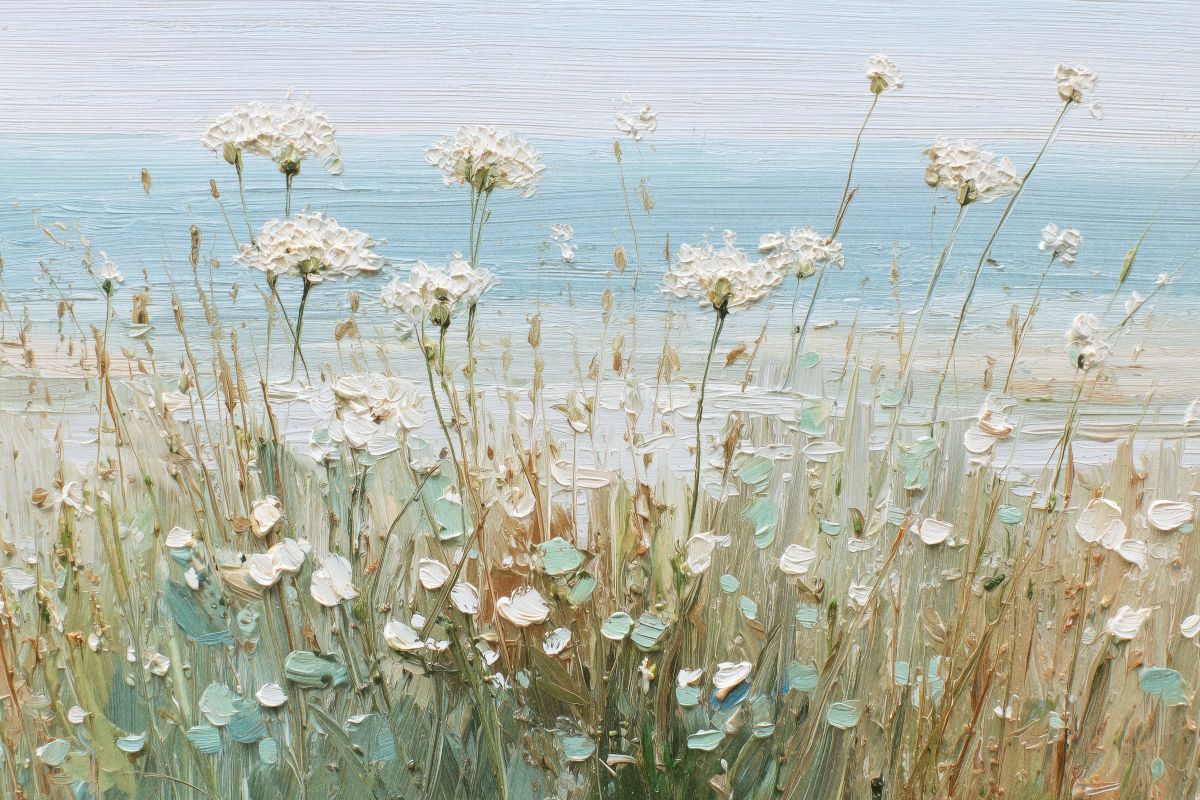 White Coastal Wildflowers by the Sea