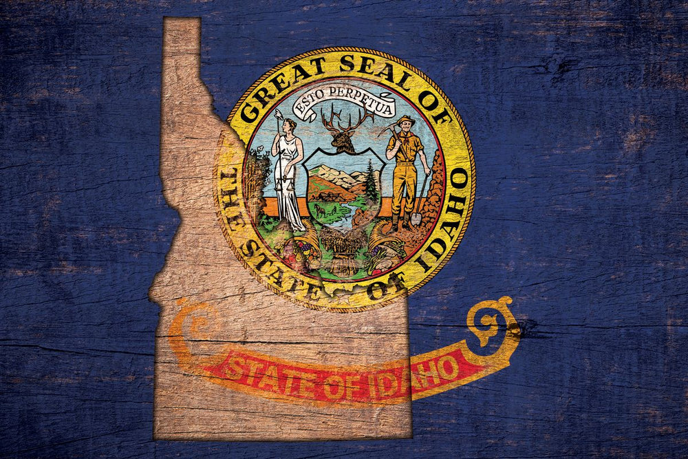 State Map Over Idaho Flag
