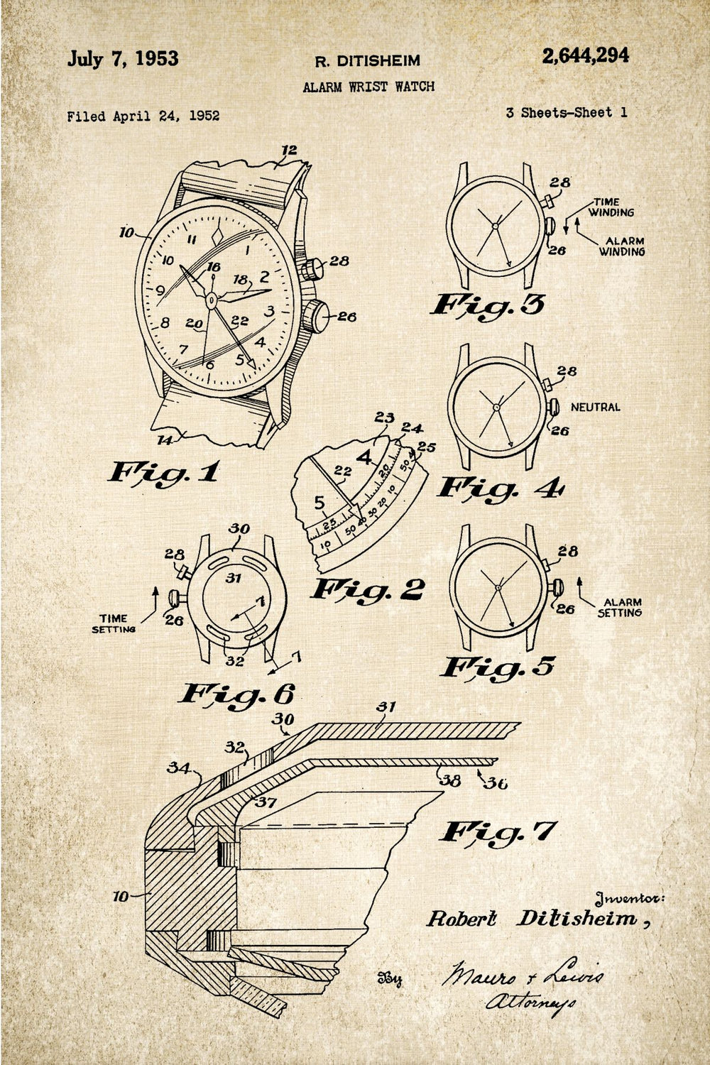Alarm Wrist Watch Patent