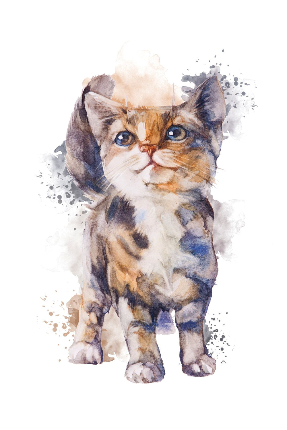 Striped Brown Kitten Splatter