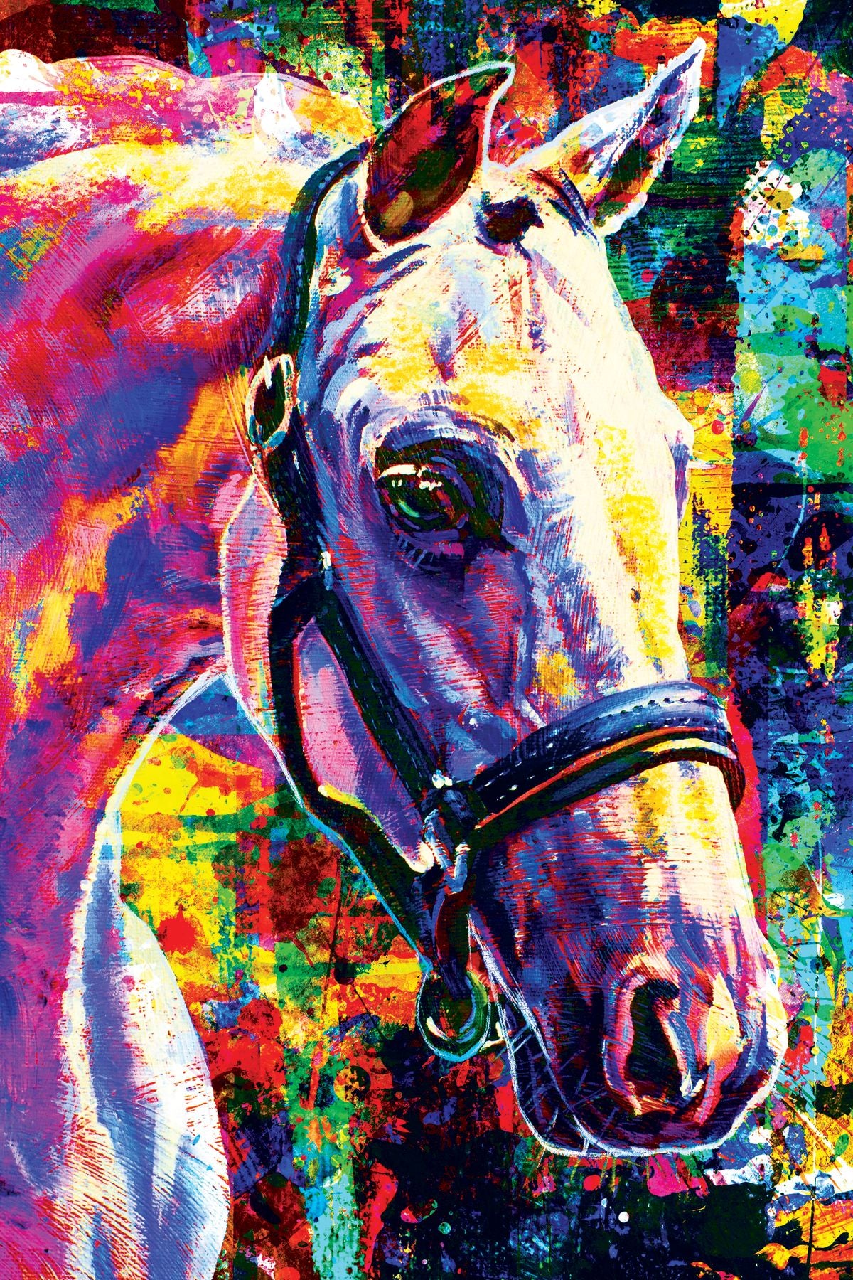 Colorful Grunge White Horse
