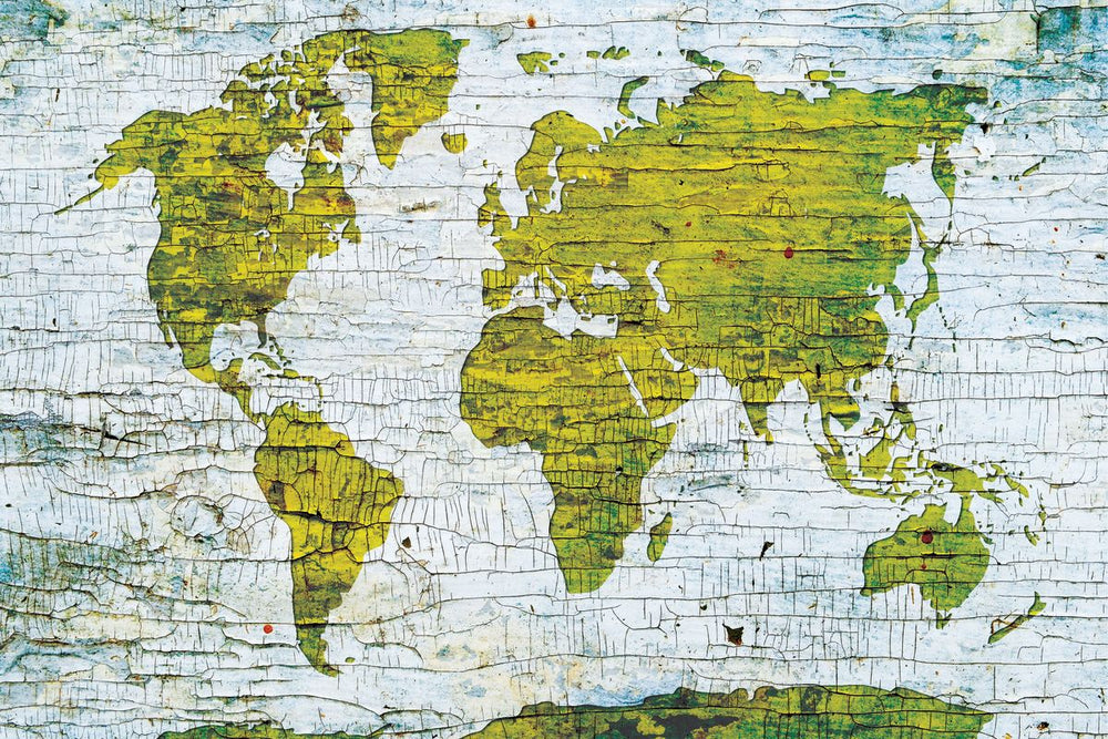 Grunge Yellow Green World Map